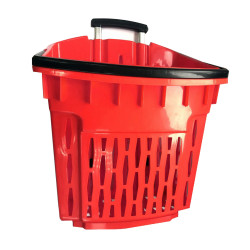 Купівельні кошики для супермаркету з колесами PLAST 38 RED